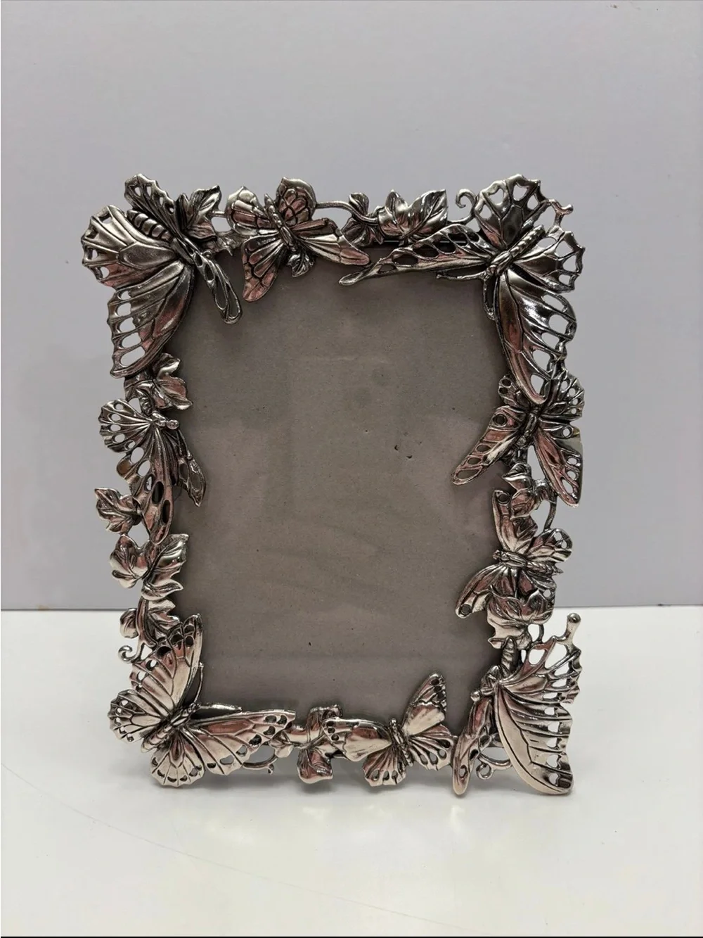 Vintage Butterfly Picture Frame Silver Metal Ornate Vintage Style